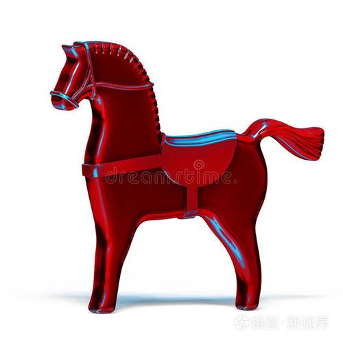 白色红色玩具金属马插画